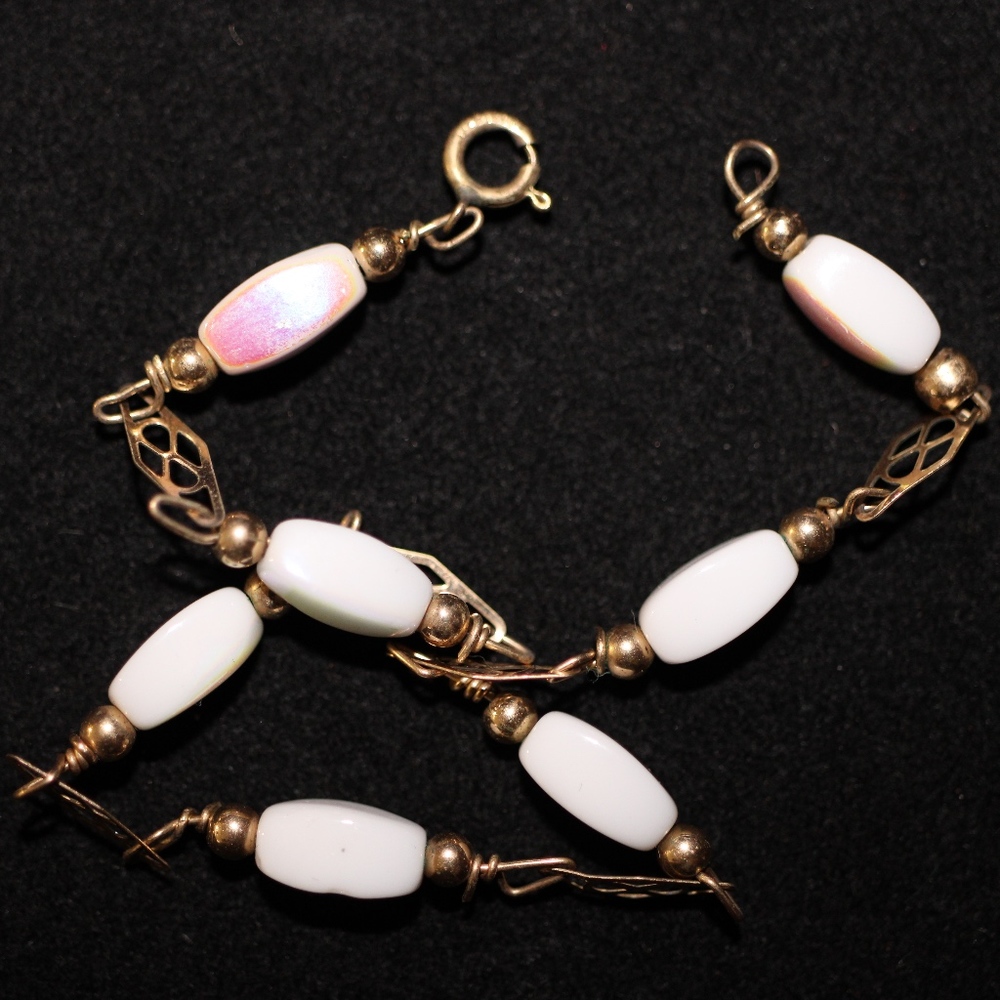 14K Gold Filled Iridescent Moon Stone Bracelet